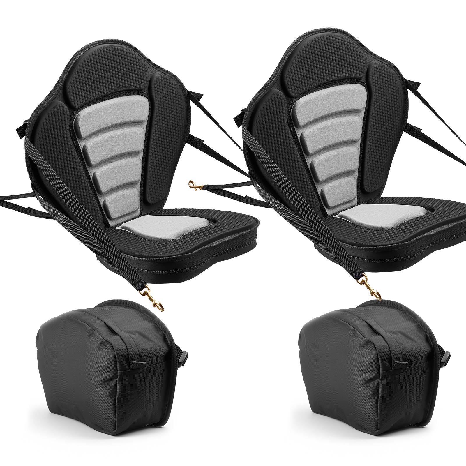 VEVOR Kayak Seat, 2 Pack 2" Thick, Universal Paddle Board Seat with Back Support, Sit-on-Top Soft Padded Cushion with Storage Bag & Adjustable Straps for SUP, Canoe, Fishing Boat, Inflatable Kayak