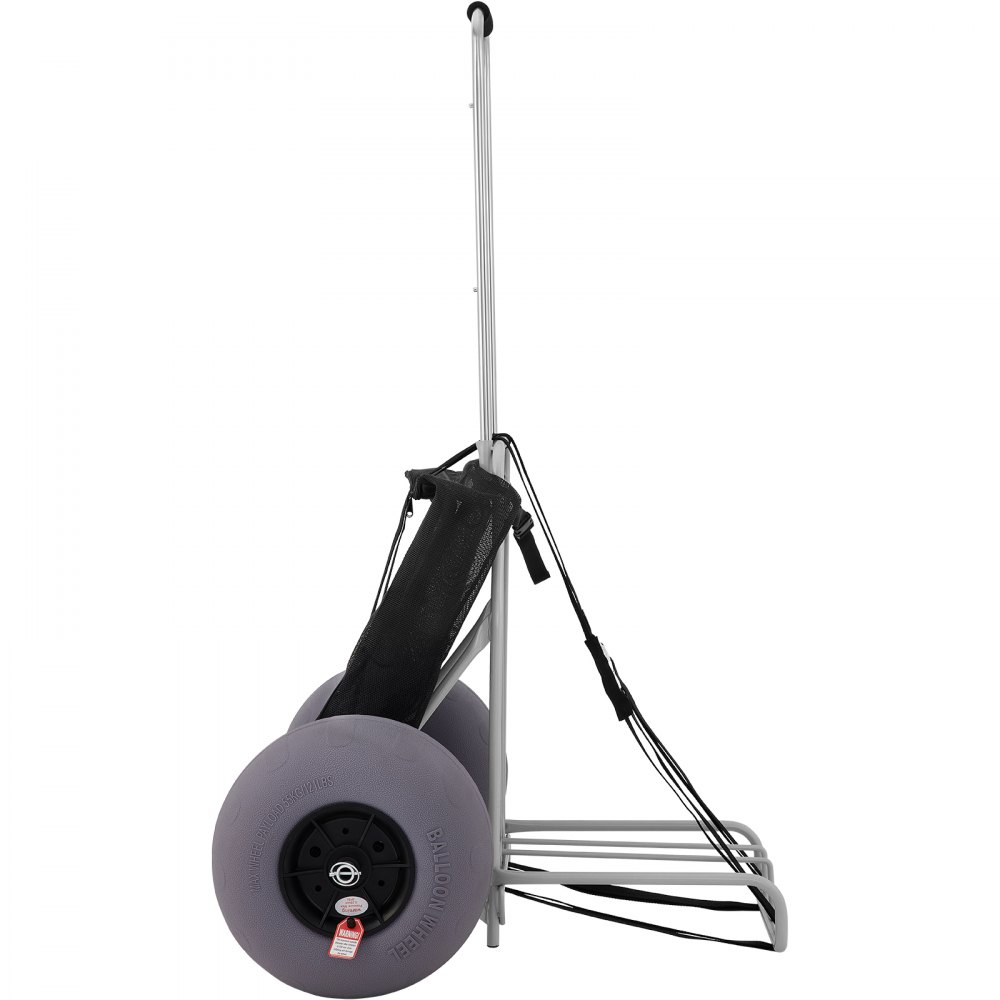 VEVOR Opvouwbare Handkar 75 kg Laadvermogen Opvouwbare Transportwagen 68x35,5x125 cm Strandkar van een Aluminium Buis, Roestvrij Staal en Ijzer met 75 tot 125 cm Verstelbare Hoogte, 33 cm Strandwielen