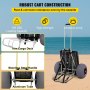 VEVOR Beach Carts for Sand, 14" x 14.7" Cargo Deck, with 13" TPU Balloon Wheels, 165LBS Loading Capacity Folding Sand Cart & 29.5" to 49.2" Adjustable Height, Heavy Duty Cart for Picnic, Fishing, Beac