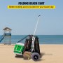 VEVOR Beach Carts for The Sand, with 10\" PVC Balloon Wheels, 14\" x 14.7\" Cargo Deck, 165LBS Loading Folding Sand Cart & 29.5\" to 49.2\" Adjustable Height, Heavy Duty Cart for Picnic, Fishing, Beac