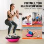 woman exercising with VEVOR balance ball trainer at home, gym, and outdoors. text: portable, your health companion.