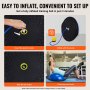 easy setup guide for the VEVOR balance ball trainer: insert pump nozzle, inflate, seal, and exercise.