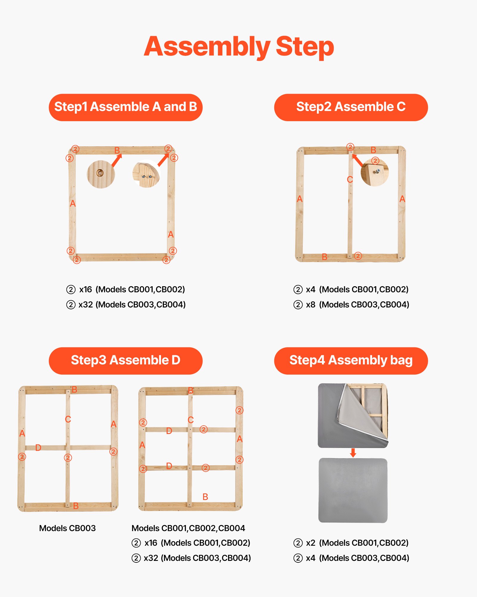 VEVOR Bunkie Boards voor kingsize bedden 2000x1880x38 mm, 4-delig, Bunkie Board voor lattenbodem, bedondersteunende latten met 200D Oxford-stof, houten matrastopper, matrasbodem, grijs