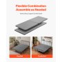 VEVOR Queen Size Bunkie Board, 38 mm Bed Board Slats with 200D Oxford Cloth, Wooden Mattress Support for Queen Size Bed, Easy Assembly Support under Mattress, 4 Piece, Gray