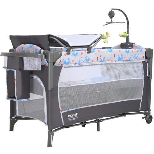 3-in-1 Inklapbaar Kinderbed voor Reizen met Zij-ingang en Remwielen 3-in-1 Inklapbaar Kinderbed voor Reizen met Zij-ingang en Remwielen