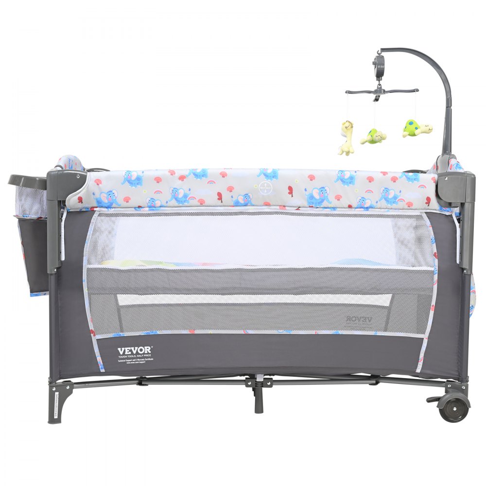 VEVOR Babybedje Oprolbaar 4-in-1, 926 x 598 x 692 mm Reisbedje Combo Set, Maximaal Draagvermogen 35 kg, Babyreisbedje met Klamboe, Huisdierspeeltjes & Haken, Praktische Wieg