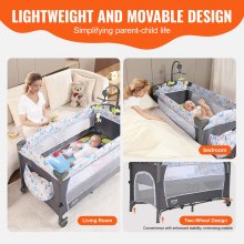 VEVOR Baby Bassinet, 77 lbs Load Capacity, Easy to Fold Portable Baby Bassinet Bedside Sleeper with Storage Basket and Wheels, Baby Cradle Bedside Crib with Mosquito Net for Infant Newborn Girl Boy
