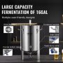 VEVOR beer brew fermentor with 16gal capacity, thickened handles, beer valve, and yeast slurry valve.