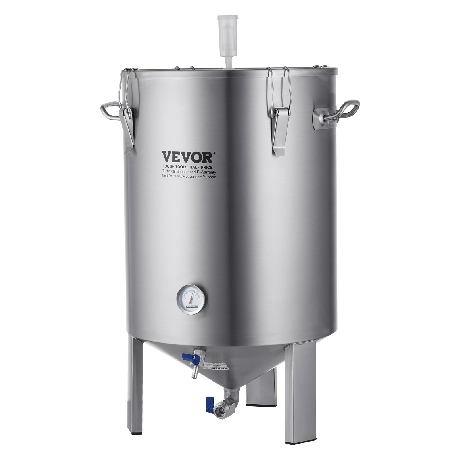 VEVOR Bierbrouwsysteem Bierbrouwapparaat Ketel van roestvrij staal 60 L Biergistvat, brouwemmergistvat voor brouwen, thuisbrouwaccessoires met voetstuk, Ketel, soeppan inclusief deksel, handvat, ventiel, kraan