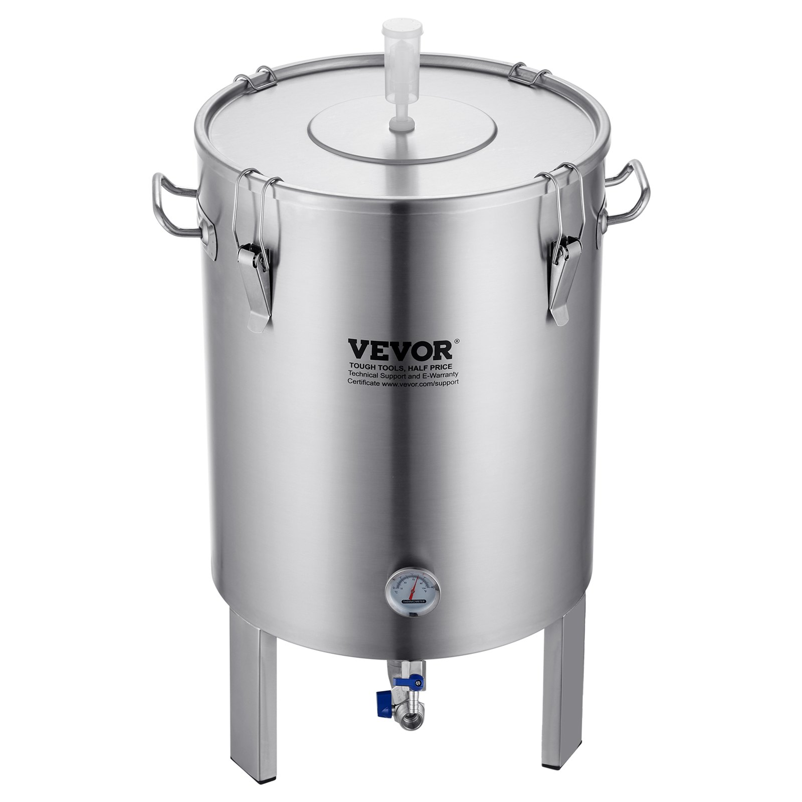 VEVOR Bierbrouwsysteem Bierbrouwapparaat Ketel van roestvrij staal 60 L Biergistvat, brouwemmergistvat voor brouwen, thuisbrouwaccessoires met voetstuk, Ketel, soeppan inclusief deksel, handvat, ventiel, kraan