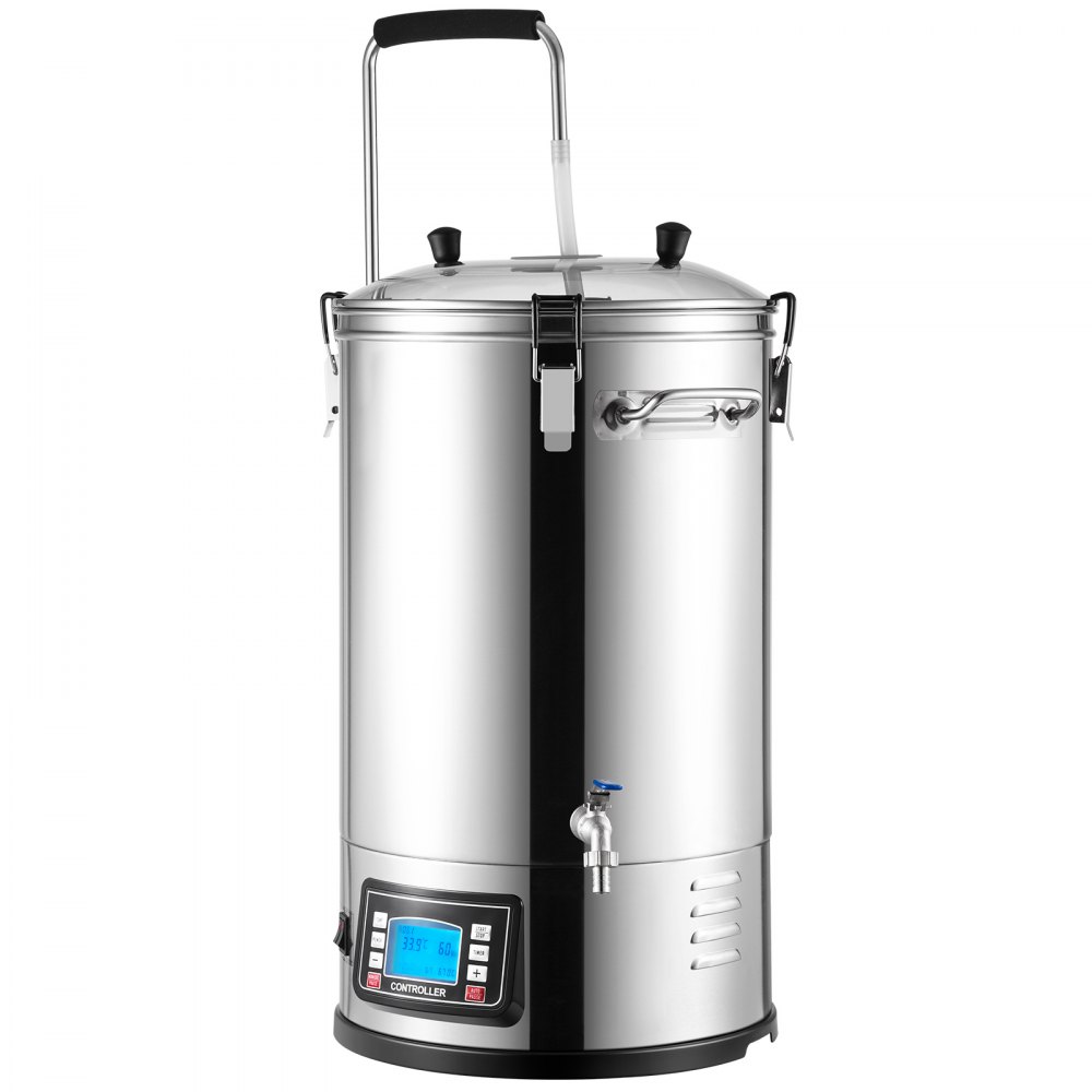 VEVOR Electric Brewing System, 8 Gal/30 L, All-in-One Home Beer Brewer with Auto/Manual-Mode Panel, Mash Boil Device with 100-2500W Power 25-100℃ Temp 1-180 min Timer Circulating Pump Recipe Memory, 2