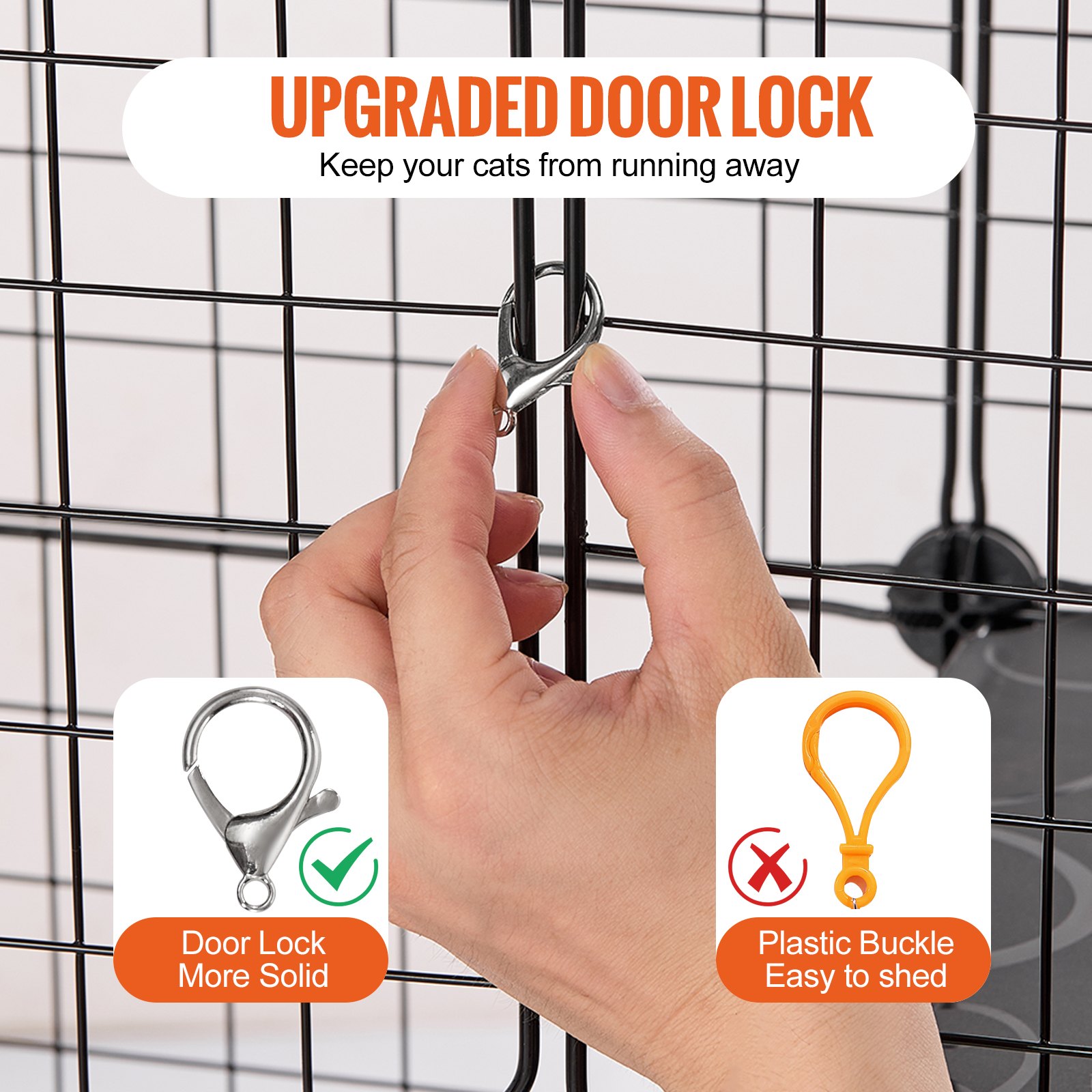 VEVOR 3-laags kattenkooi, 711 x 711 x 1041 mm, afneembare doe-het-zelf metalen draadkattenomheining, duurzaam met grote hangmat, 2 oprijladders, metalen draadkooien voor binnen en buiten