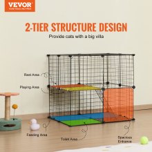 VEVOR 2-laags kattenkooi kattenbehuizing metalen draadkooi 711x711x711mm