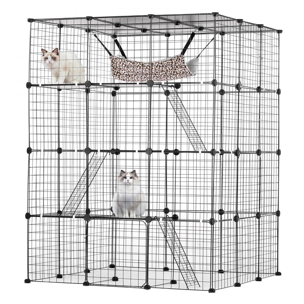 VEVOR 4-laags kattenkooi kattenbehuizing metalen draadkooi 1041x1041x1397mm