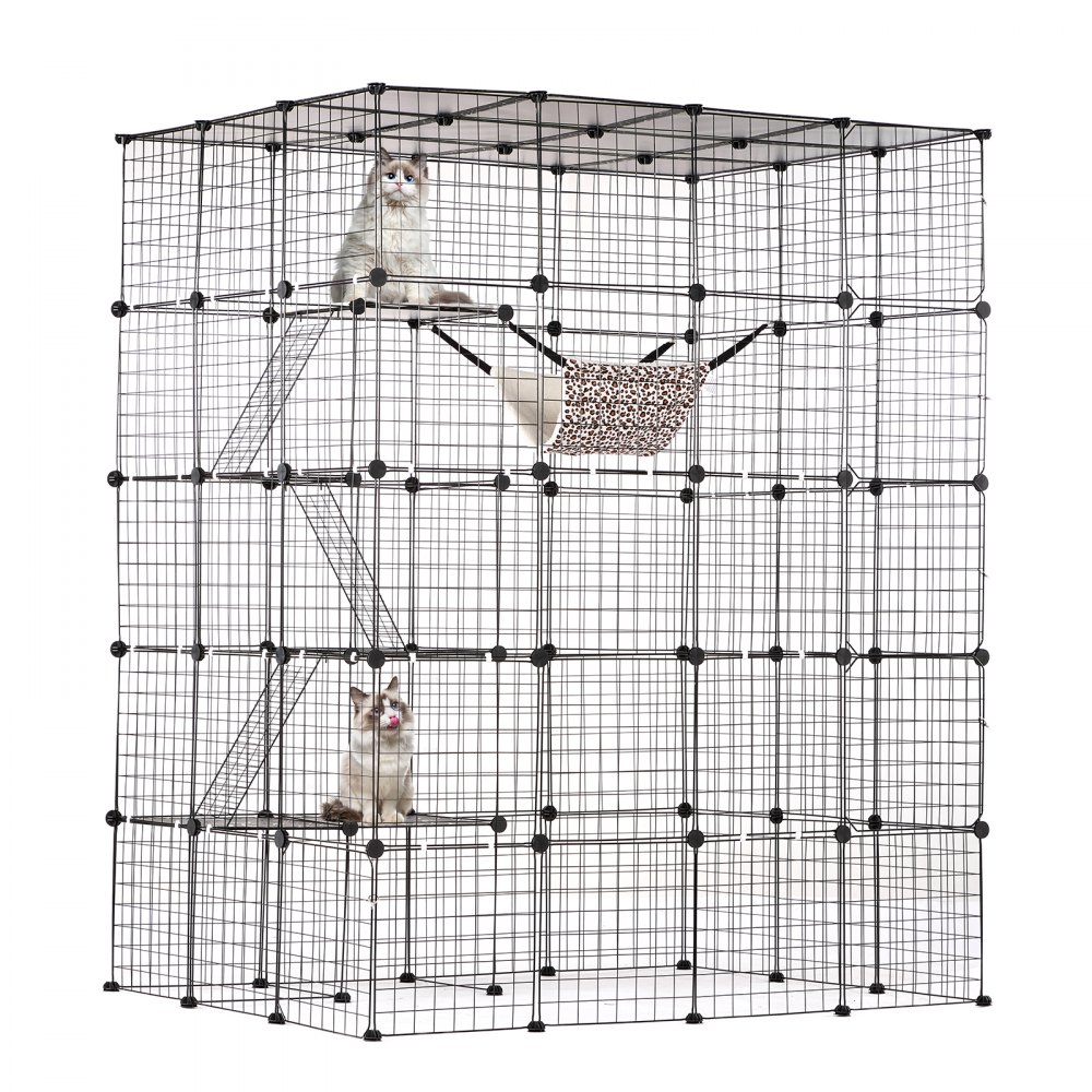 VEVOR Large 4-tier Cat Cage 54 x 41 x 69" Metal Wire Cat Enclosure with Hammock