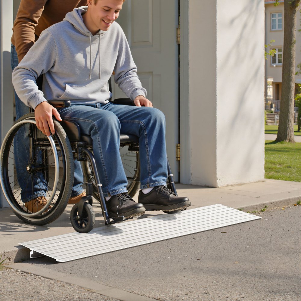 VEVOR Drempelhelling, 196x864x26 mm, rolstoelhelling van aluminiumlegering met een draagvermogen van 360 kg, stoeprandhelling voor thuisgebruik, geschikt voor rolstoelen, scooters, looprekken, fietsen en driewielers.