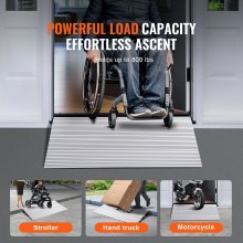 VEVOR Deurdrempel, 3" Hoogte, 800 lbs Laadvermogen Deuroprit voor rolstoelen, Aluminium Instaplijst, Verstelbare Modulaire Dorpeloprit voor rolstoelen, scooters, elektrische rolstoelen