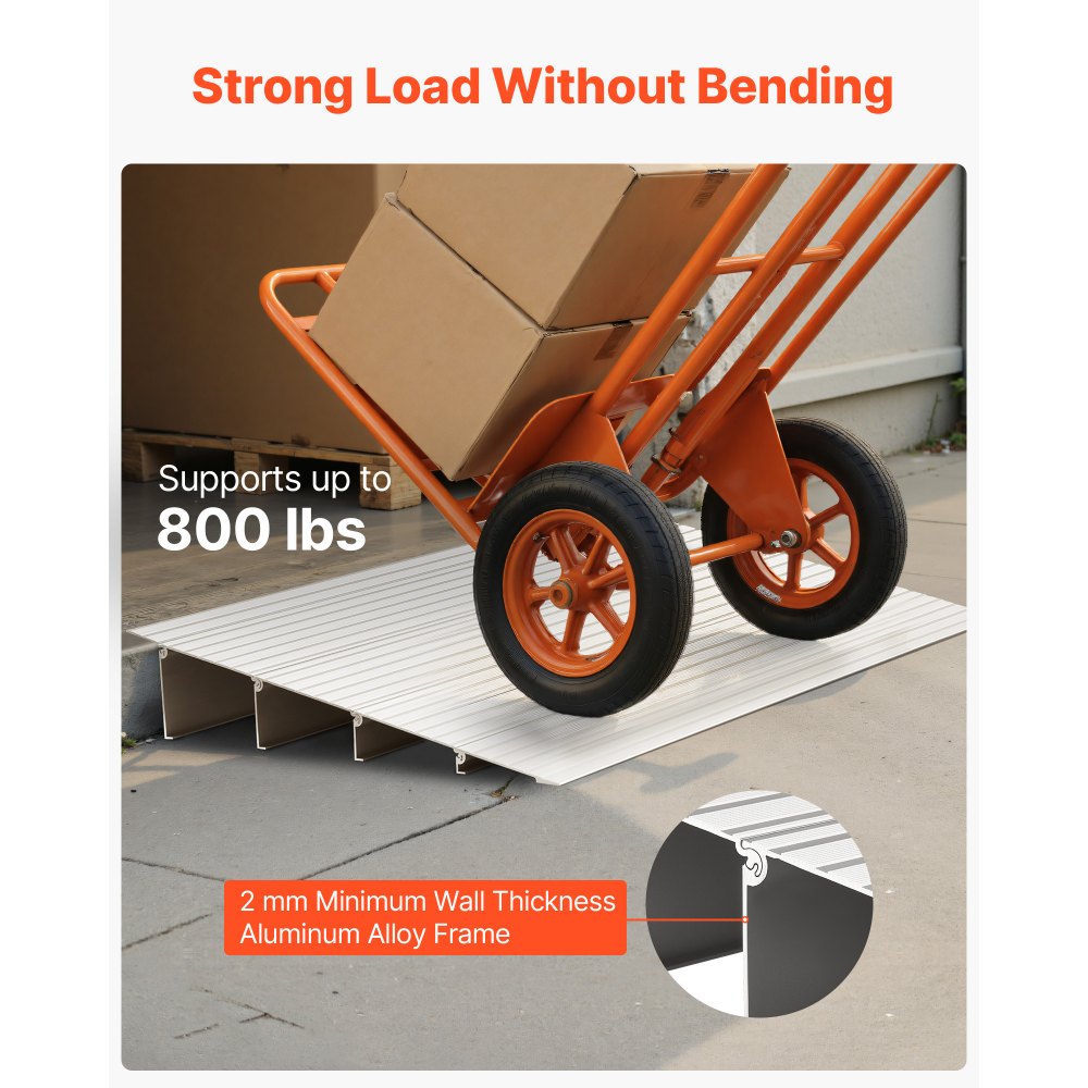 VEVOR Drempelhelling, 550x865x115 mm, rolstoelhelling van aluminiumlegering met een draagvermogen van 360 kg, stoeprandhelling voor thuisgebruik, geschikt voor rolstoelen, scooters, looprekken, fietsen en driewielers.