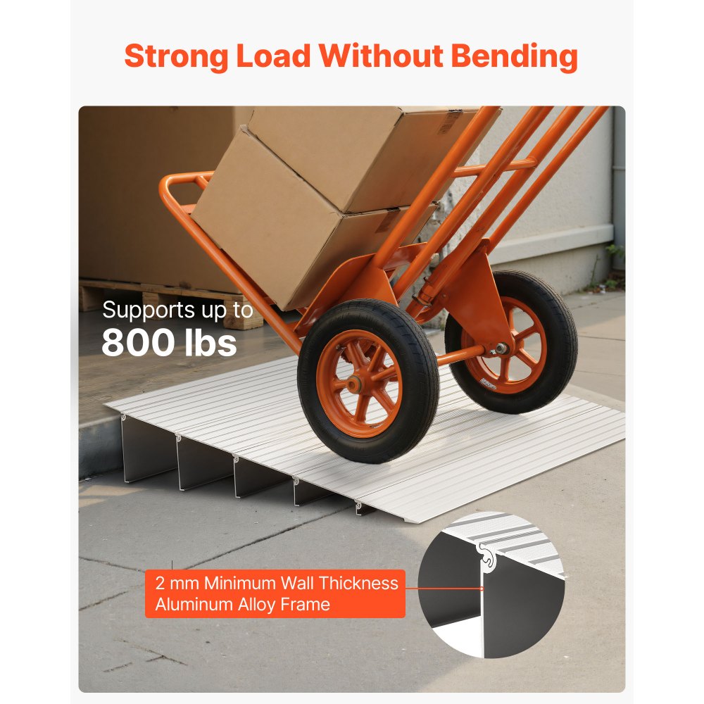 VEVOR Drempelhelling, 677x865x138 mm, rolstoelhelling van aluminiumlegering met een draagvermogen van 360 kg, stoeprandhellingen voor thuis, trappen voor rolstoelen, scooters, loophulpmiddelen, fietsen, driewielers