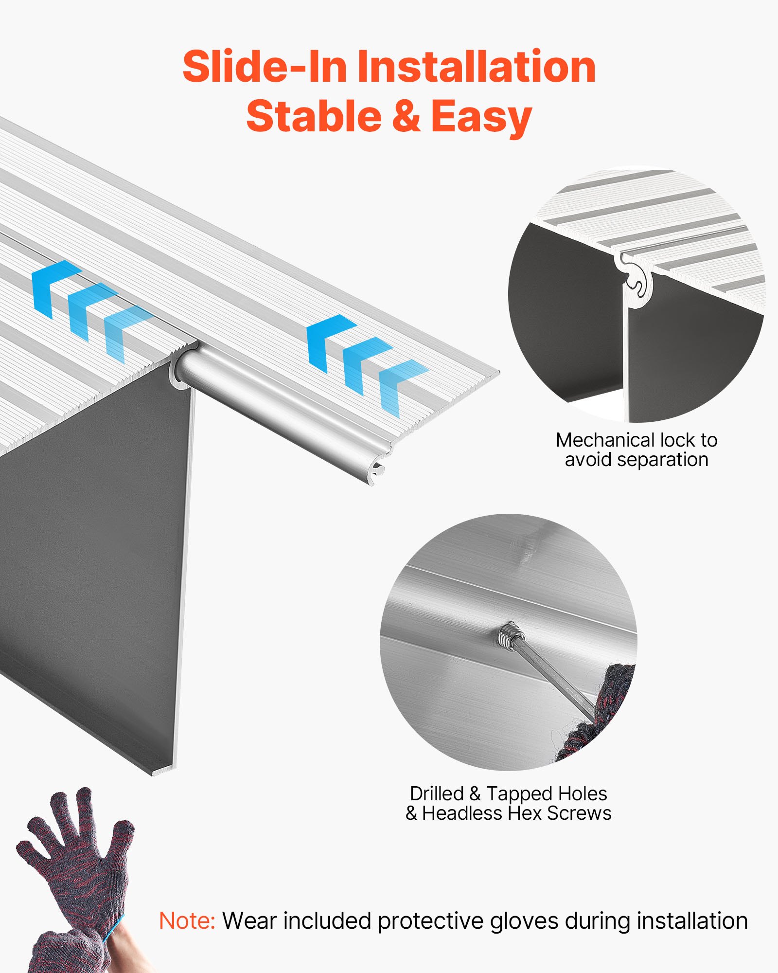 VEVOR Drempelhelling, 677x865x138 mm, rolstoelhelling van aluminiumlegering met een draagvermogen van 360 kg, stoeprandhellingen voor thuis, trappen voor rolstoelen, scooters, loophulpmiddelen, fietsen, driewielers