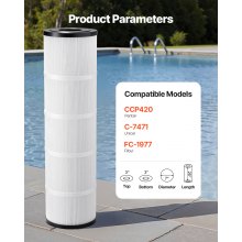 VEVOR 4-pack zwembadfilterpatroon 9,8 m² vervangingsfilter voor Pentair CCP320