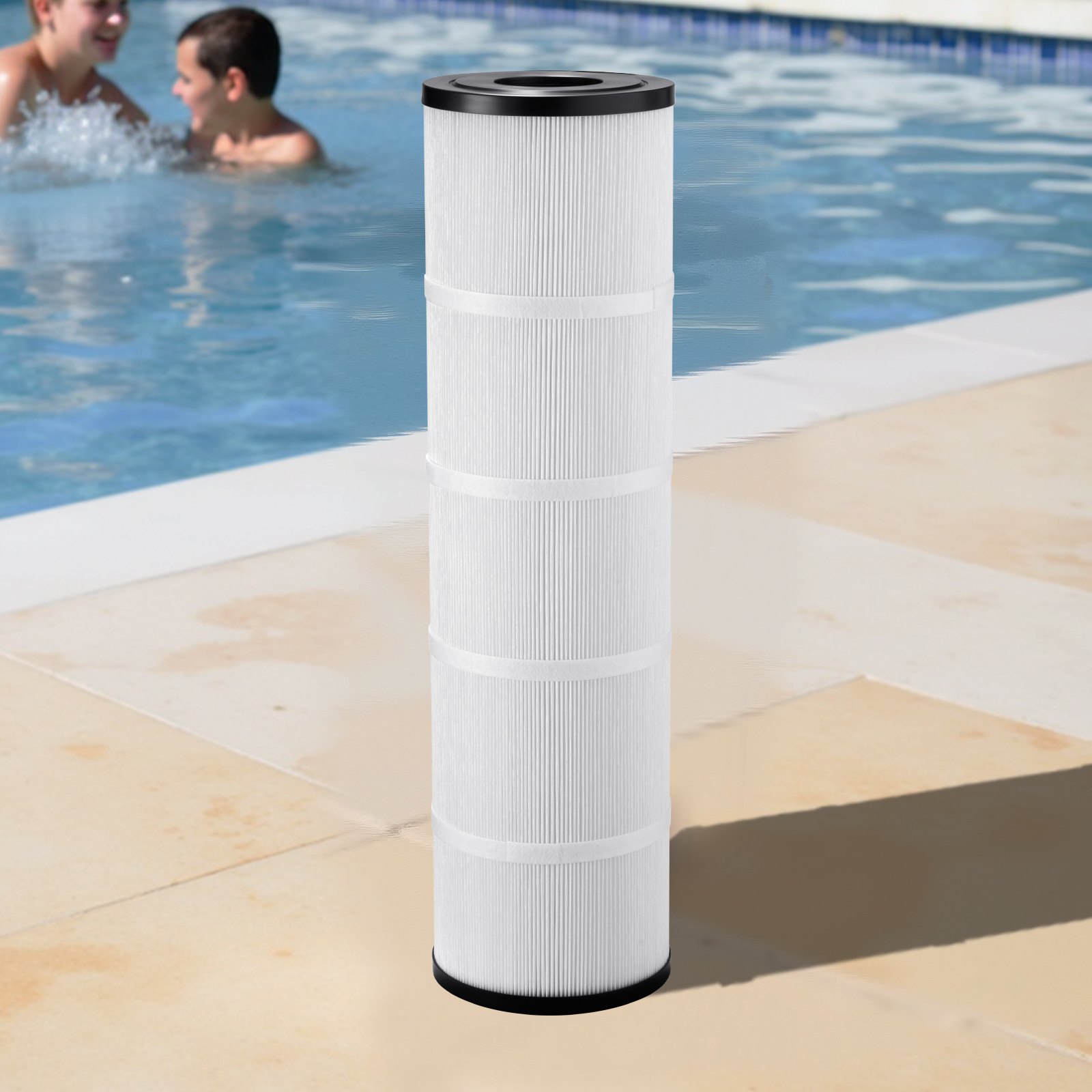 VEVOR zwembadfilterpatroon, 4 stuks, vervangingsfilter 9,8 m², waterfilter, zwembadfilter compatibel met Pentair CCP420, Pleatco PCC80-PAK4l, veilig voor kinderen en huisdieren, gemakkelijk schoon te maken