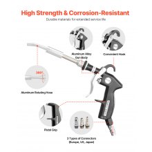VEVOR Autoreinigingspistool 6 tot 9,2 bar Waspistool Blaaspistool 2 mondstukken