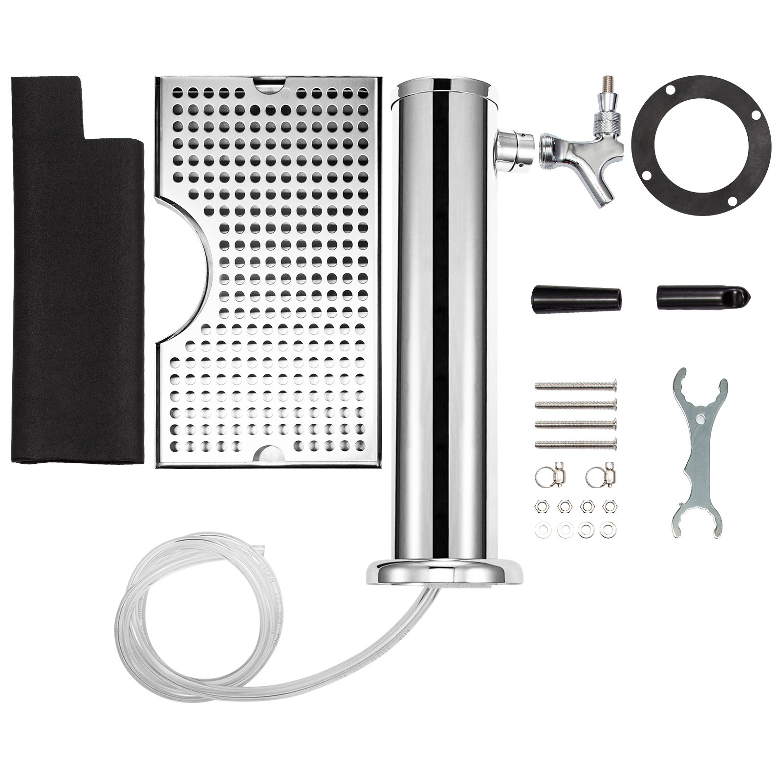 VEVOR Bar Biertoren Drankdispenser, 360 x 76 mm Tapbiertoren, Zilver Roestvrijstalen Bierdispenser met Aanrecht Lekbak en Een Verchroomde Kraan, Ideaal voor Bars, Hotels, Restaurants, Thuisbrouwen