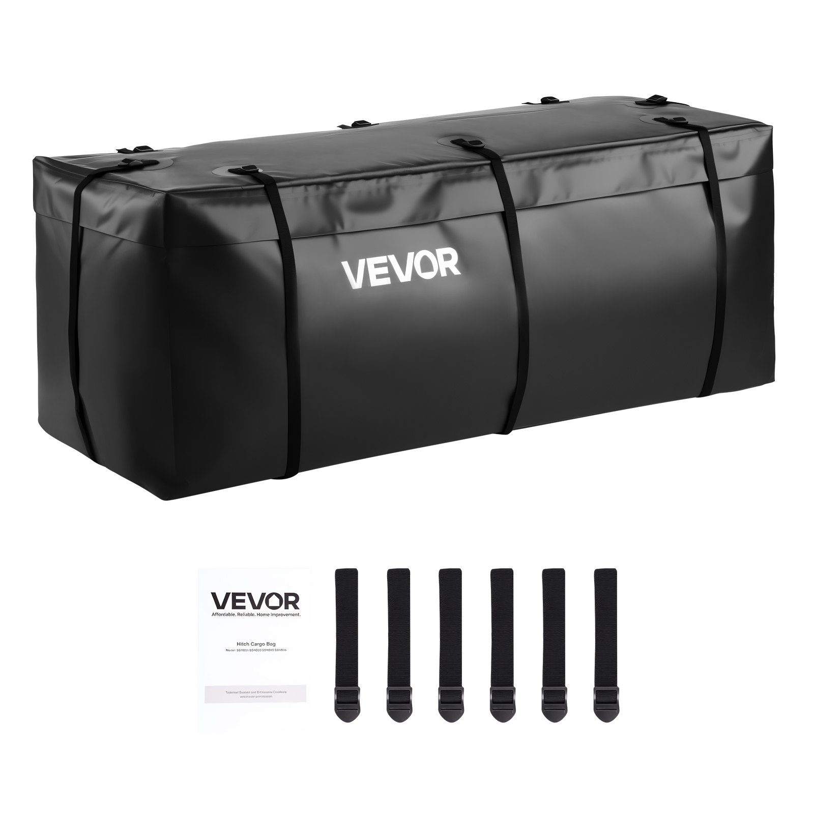 VEVOR Hitch Cargo Carrier Bag, Waterproof 840D PVC, 59.84 x 24.02 x 24.41 in (20 Cubic Feet), Heavy Duty Cargo Bag for Truck Bed Storage with 6 Reinforced Straps, Suitable for Car Vans Hitch Basket