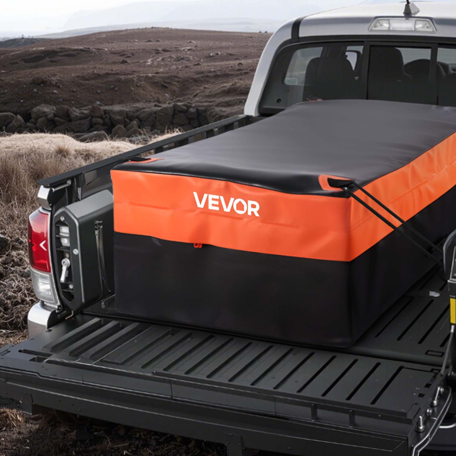 VEVOR Truck Bed Cargo Bag, Waterproof 840D PVC, 51.18 x 40.16 x 21.85 in (26 Cu. ft), Heavy Duty Cargo Bag for Truck Bed with Bungee Cords, Net and Carabiners, Fits a Variety of SUV & Pickup Trucks