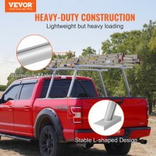 VEVOR Truck Carrier Truck Rack, 363 kg Capacity, 1803 x 787.4 mm Aluminum Ladder Rack for Truck with 8 Non-Drilling C-Clamps, Truck Bed Carrier with Two Bars, Set for Kayak, Surfboard