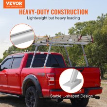 VEVOR Truck Rack, 363 kg Capacity, 43-75 cm Height Adjustable, 2 Pcs Aluminum Ladder Rack with 8 Non-Drilling C-Clamps, Truck Bed Carrier for Kayak, Surfboard, Lumber, Ladder