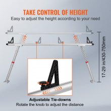 VEVOR Truck Carrier Truck Rack, 363 kg capaciteit, 43-75 cm in hoogte verstelbaar, 2 stuks aluminium ladderrek met 8 niet-borende C-klemmen, vrachtwagenbedrek voor kajak, surfplank, hout, ladder