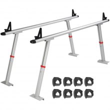 VEVOR Truck Carrier Truck Rack, 363 kg capaciteit, 43-75 cm in hoogte verstelbaar, 2 stuks aluminium ladderrek met 8 niet-borende C-klemmen, vrachtwagenbedrek voor kajak, surfplank, hout, ladder