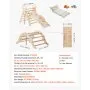 VEVOR Klimdriehoek, 9-in-1 klimspeelgoed met houten autootjes, kussen, klimdriehoek, glijbaan en klimboog, draagvermogen tot 68 kg, Montessori binnenspeelset voor kinderen van 1 tot 3 jaar.