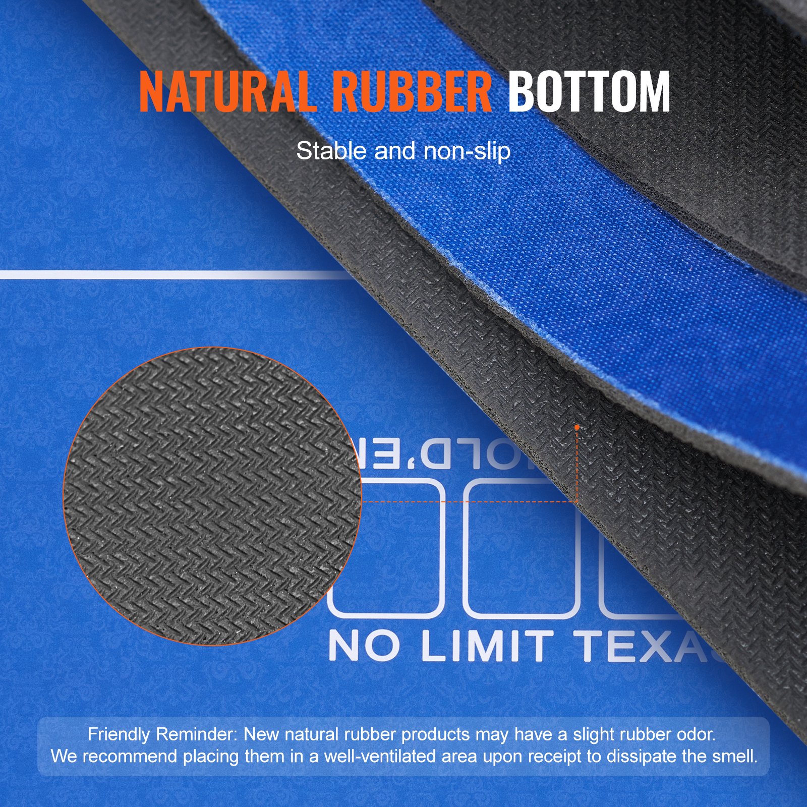 VEVOR Poker Table Top, 70 x 35 Inch Poker Mat for Table, 6-8 Players Foldable Poker Table Top with Carrying Bag, Folding Poker Table Topper for Poker Games, Poker Room, Rectangle, Blue