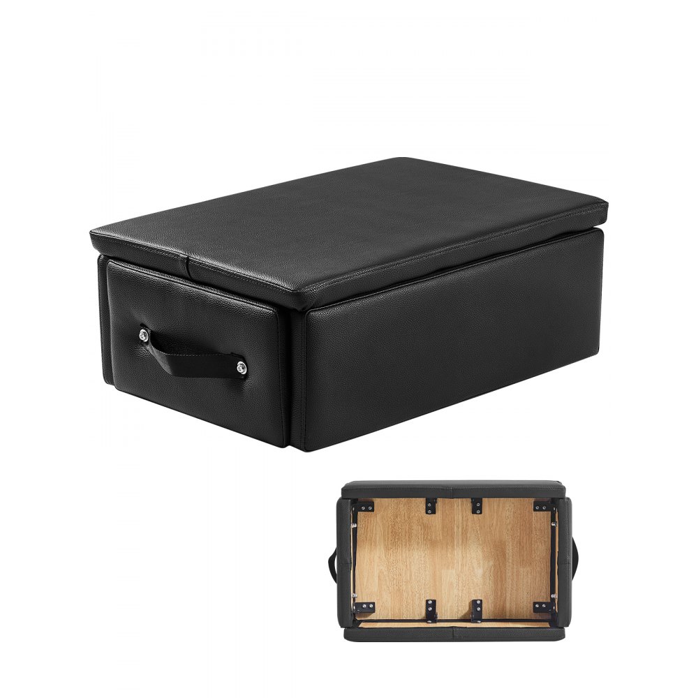 VEVOR Pilates Box for Reformer, 25x17x9 In Pilates Reformers Sitting Box for Exercises, Premium PU and Wood Pilates Equipment Accessory, Improve Strength, Balance, Range of Motion Home Gym, Black