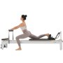 VEVOR Pilates Reformer Machine Pilates Bed van aluminium met zitkist & dubbele weerstand - veer & koord, voor gevorderden & beginners, homegymapparaat tot 181,44 kg