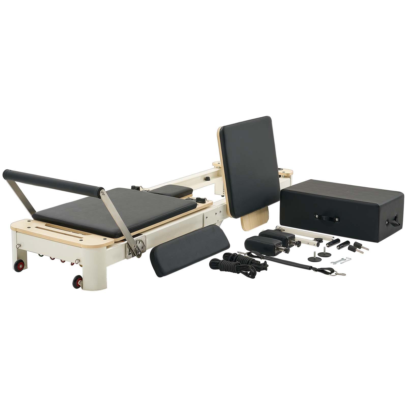 VEVOR Foldable Pilates Reformer Machine, Reformer Set with  Sitting Box, Pilates Bed with Dual Resistance- Spring & Cord, for Advanced Users & Beginners Home Gym Studio, Up to 400 LBS