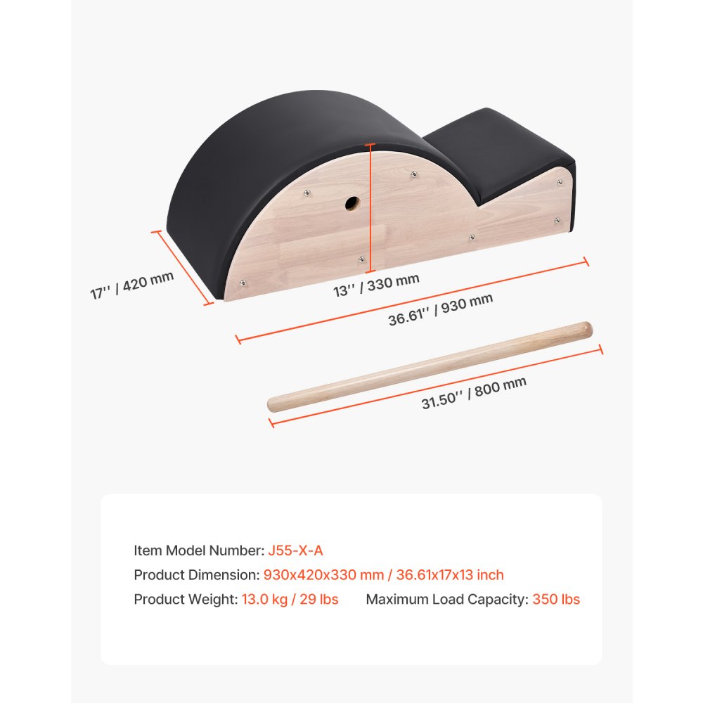 VEVOR Pilates Ruggengraat Correctie Yoga Accessoire voor Thuisgym, Rubberwood Fitness Trainingsapparatuur, Curved Fitness Body Trainingsapparatuur, voor Ruggengraat Oefeningen Balans