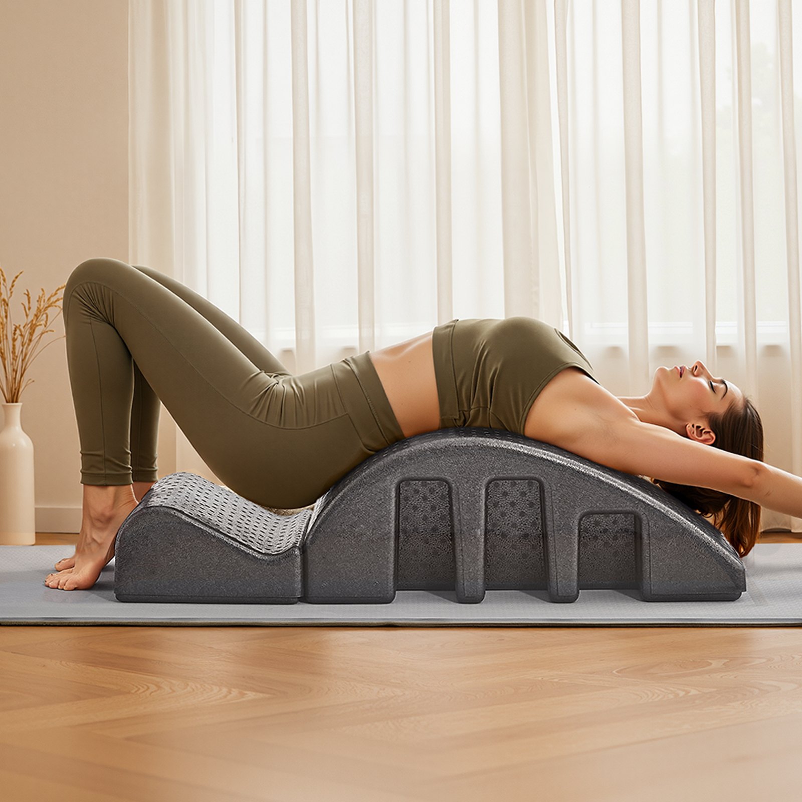 VEVOR Pilates Spine Corrector, Home Gym Yoga Pilates Accessory, Foam Fitness Training Tool, Arc Fitness Body Workout Equipment, for Spine Exercises, Balance, Core Strengthening, and Stretching
