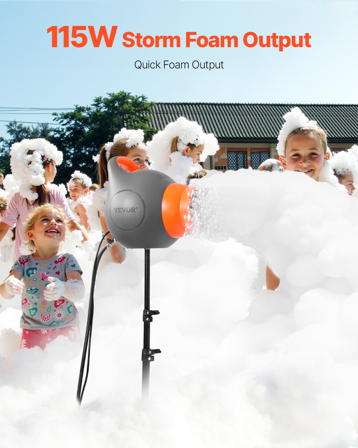 VEVOR Foam Party Machine, 115W Foam Machine, Foam Maker met statief, Bubble Machine, voor tuin, zwembad, buitenevenementen, verjaardagen, feesten en partijen, grijs en oranje