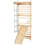 VEVOR Swedish Ladder Wall Gym, 5 in 1 Wooden Indoor Playground Climbing Toys, 220 lbs Load Capacity Swedish Wall Ladder with Pull-Up Bar, Gymnastic Rings, Wall Ladder, Rope Ladder, and Slide Board