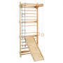 VEVOR Swedish Ladder Wall Gym, 5 in 1 Wooden Indoor Playground Climbing Toys, 220 lbs Load Capacity Swedish Wall Ladder with Pull-Up Bar, Gymnastic Rings, Wall Ladder, Rope Ladder, and Slide Board