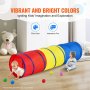 VEVOR kids play tunnel with colorful sections and children playing, promoting rich color and interactive fun.