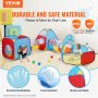 VEVOR 5 in 1 Kids Play Tent with Tunnel, Basketball Hoop for Boys, Girls, Babies and Toddlers, Indoor/Outdoor Pop Up Playhouse with Carrying Bag & Banding Straps Birthday Gifts, Red/Yellow/Blue