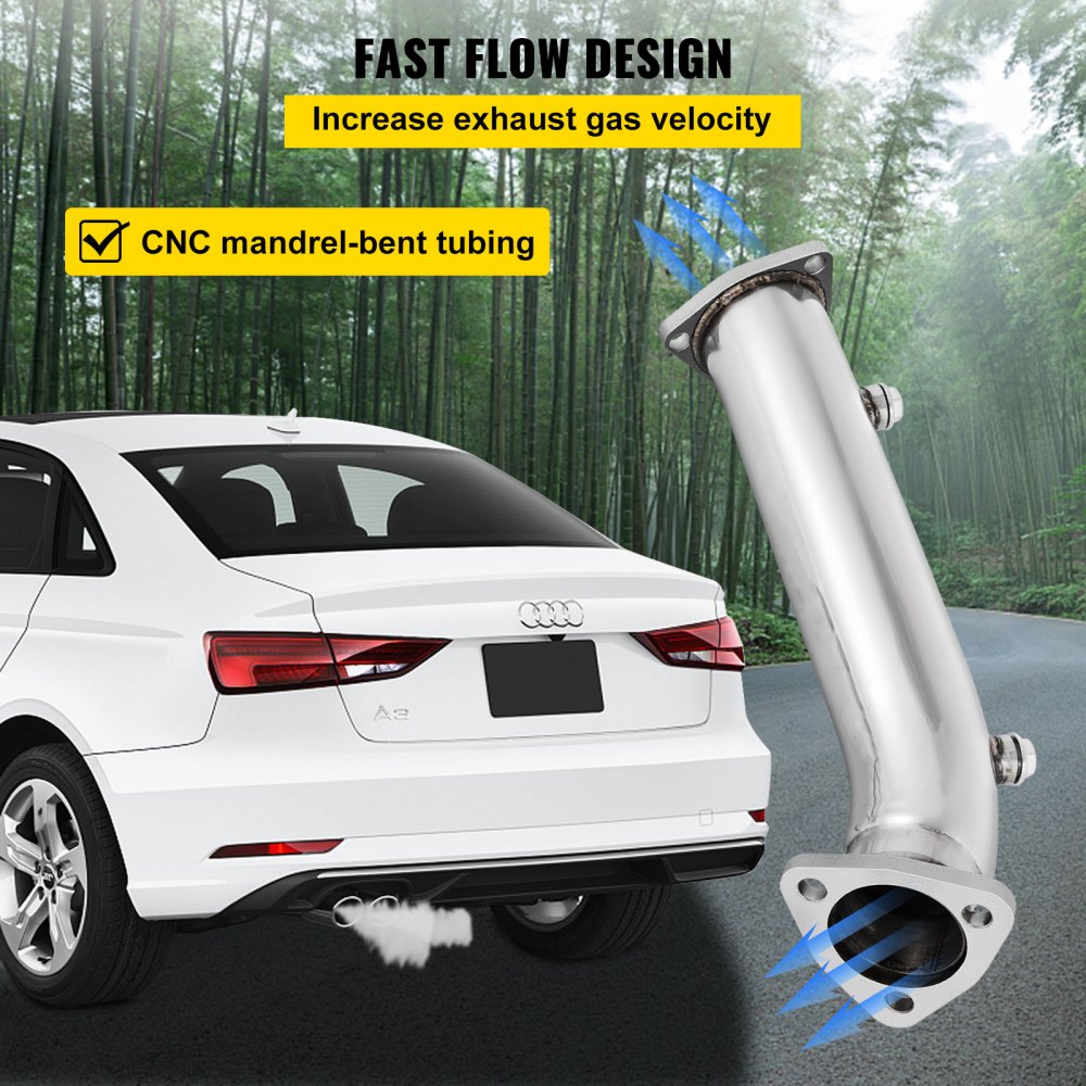 VEVOR High Flow Downpipe Exhaust Converter Pipe Fits 97-05 Audi A4 B5 B6/Passat 1.8T, Up to 10-15 Horsepower, Turbo-Charged 1.8L/1.8T I4 DOHC Engines