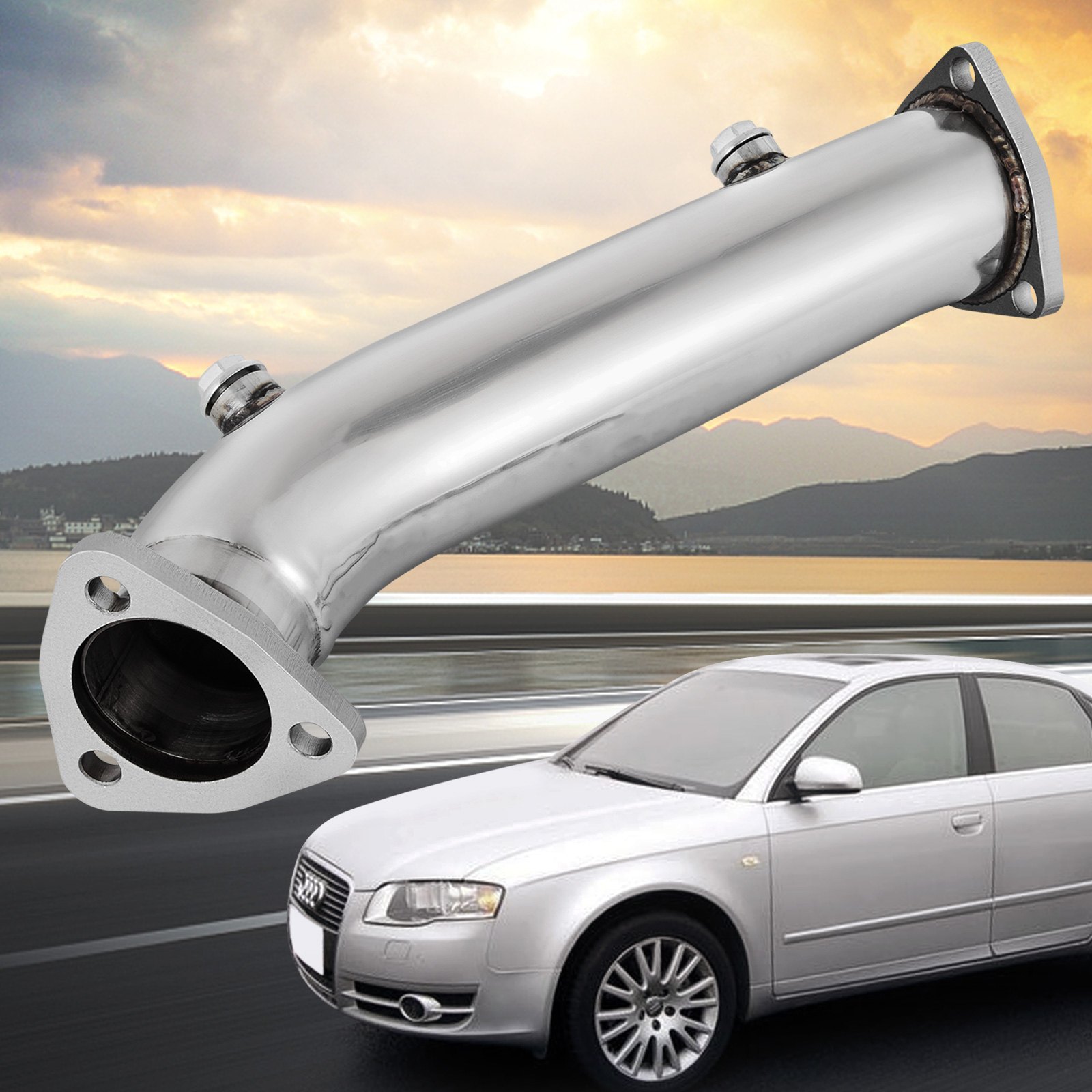 VEVOR High Flow Downpipe Exhaust Converter Pipe Fits 97-05 Audi A4 B5 B6/Passat 1.8T, Up to 10-15 Horsepower, Turbo-Charged 1.8L/1.8T I4 DOHC Engines