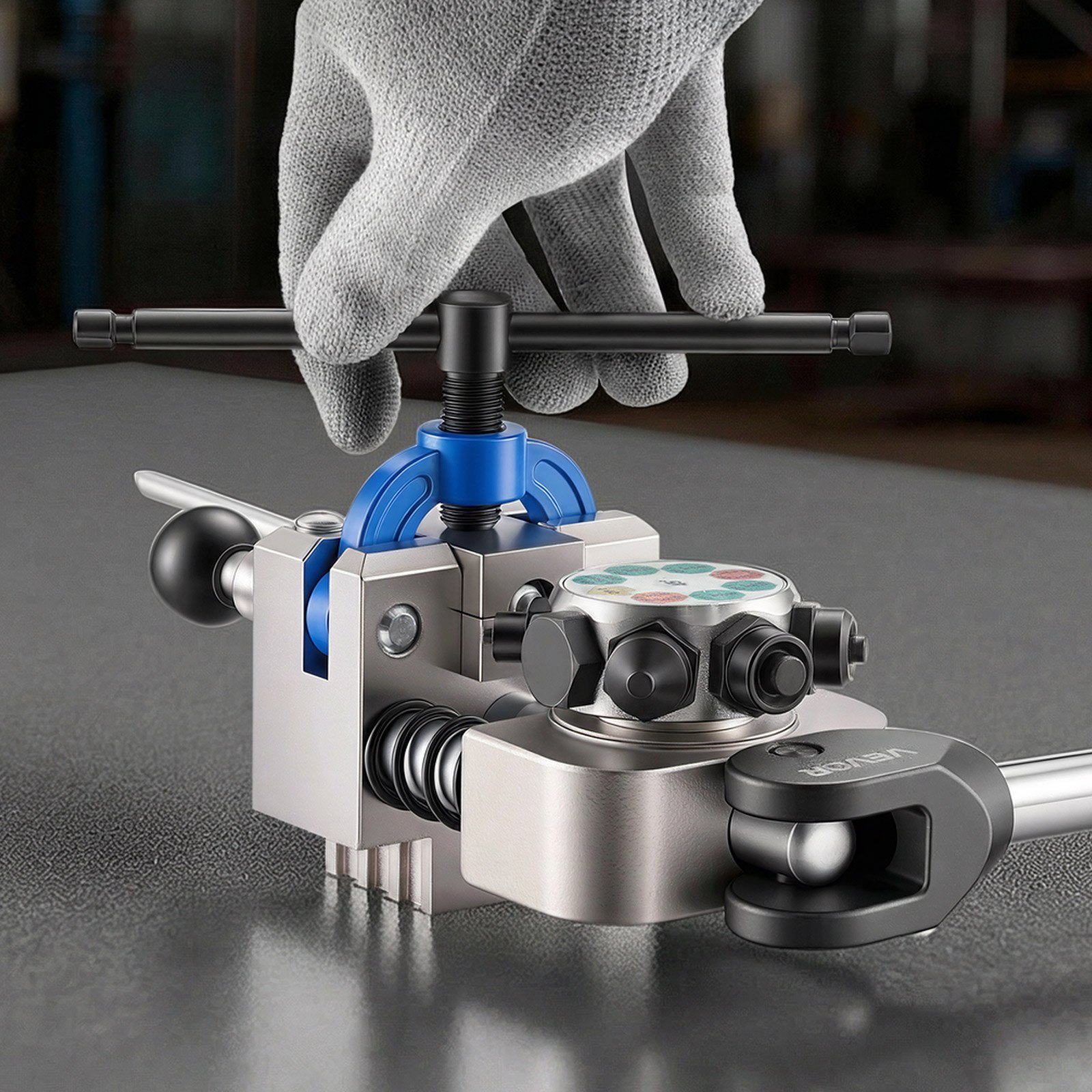 VEVOR Professional Brake Line Flaring Tool, 45 Degree Double Flare Bubble Flare Tool Kit for 3/16", 1/4", 5/16", 3/8" Copper Aluminum Thin Steel Tubes