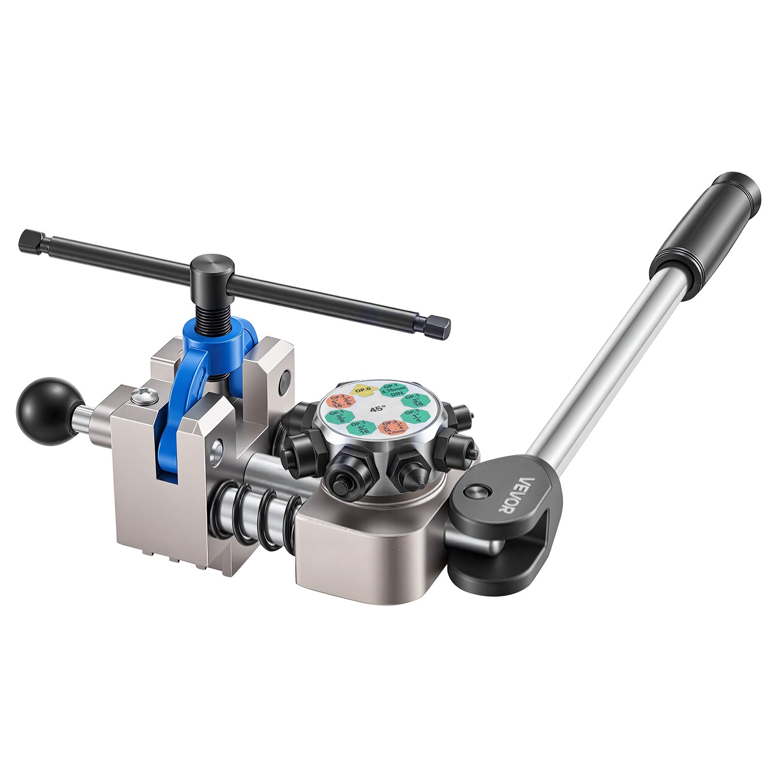 VEVOR 9-delige remleiding-flensset, 45°-flensgereedschap voor bol- en dubbele flenzen, pijpexpander met 4 matrijzensets voor buitendiameters van 4,76-9,52 mm, remleidingreparatieset voor voertuigen